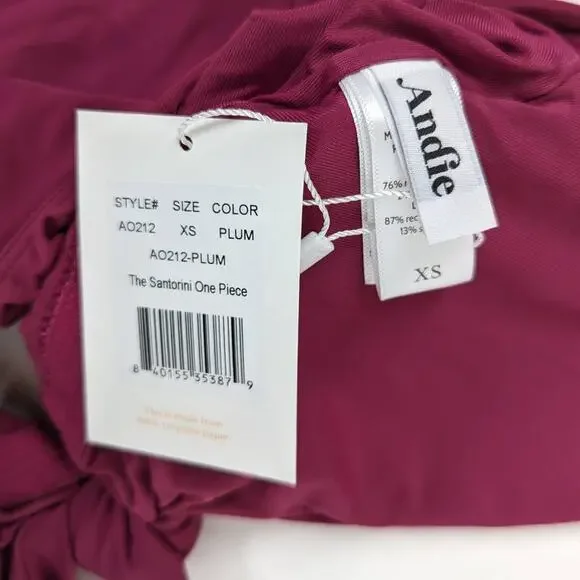 Andie Swim Santorini Plum One Piece Swimsuit XS Cut Out Bathing Suit NWT pink - Picture 5 of 6